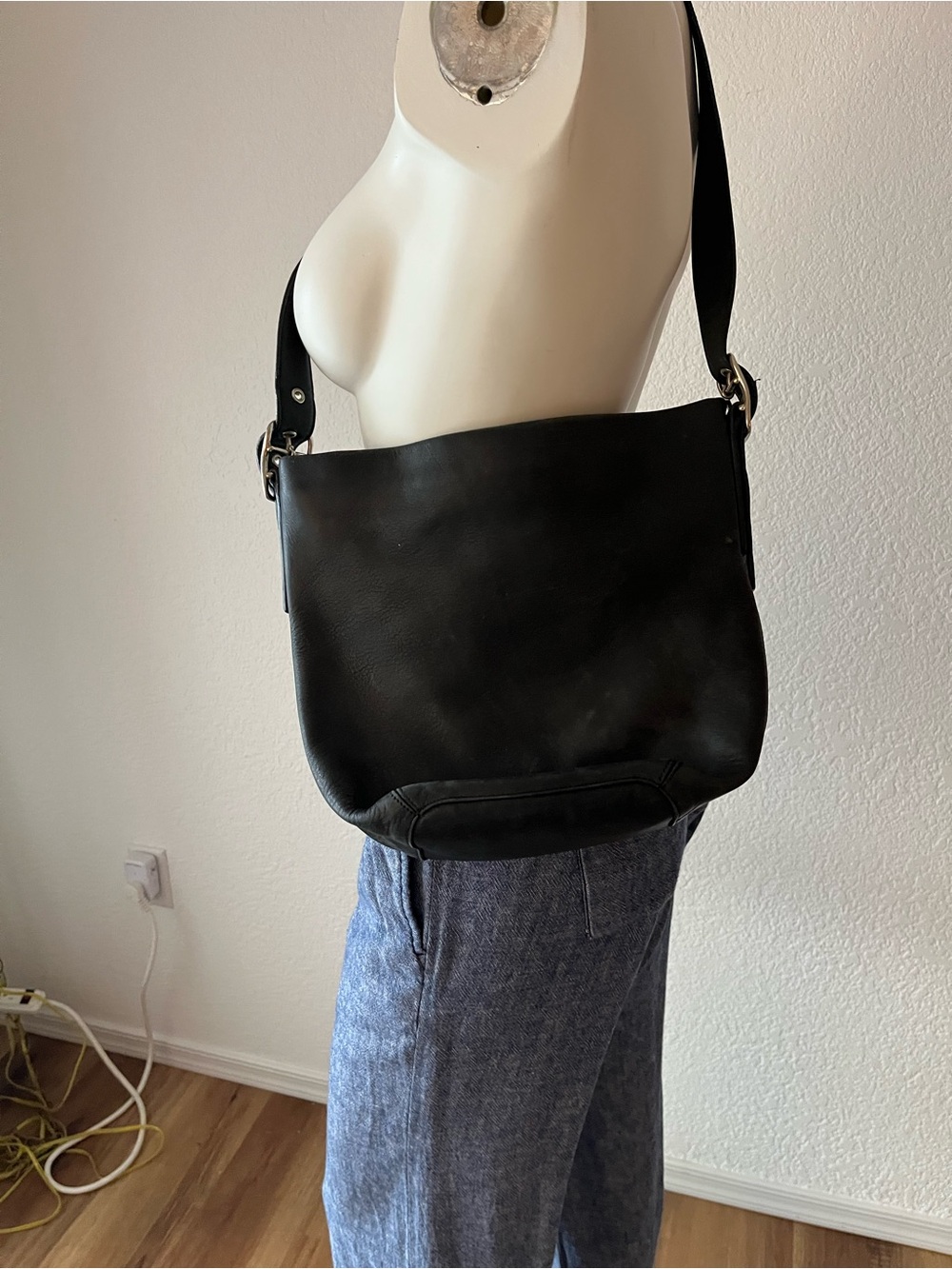 Coach Black Leather Shoulder Bag ( project purse)